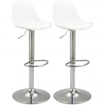 HOMCOM Ensemble de 2 Tabourets de Bar, Drehstühle avec Dossier, Réglables en Hauteur, jusqu'à 120 kg, 38 x 42 x 82-104 cm, Blanc