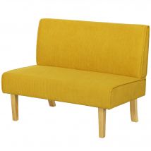HOMCOM Canapé deux places en velours avec rembourrage épais et pieds en bois massif pour salon, chambre à coucher, bureau, Jaune