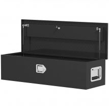 HOMCOM Coffre de rangement robuste en aluminium avec poignées latérales, serrure et clés, boîte à outils, 99 x 33 x 35,5 cm