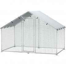 PawHut Poulailler, grand poulailler en métal avec couverture imperméable et anti-UV, cage pour 5-8 poules, 3 x 1,7 x 1,9m