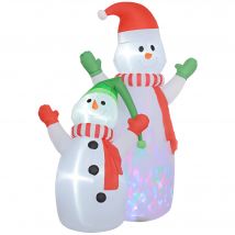 Outsunny Bonhomme de neige gonflable de Noël, 240 cm, décoration gonflables de Noël avec lumières LED, blanc