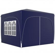 Outsunny Pavillon 3 x 3 m, Gazebo de jardin pop-up avec côtés et sac de transport, UPF50+, réglable en hauteur, bleu