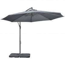 Outsunny Parasol déporté octogonal rabattable diamètre 3 m parasol de jardin avec pied en croix gris foncé