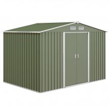 Outsunny Abri de Jardin 4,9 m² cabane de jardin armoire de jardin Porte coulissante ventilations tôle Acier Vert clair
