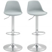 HOMCOM Ensemble de 2 Tabourets de Bar, Chaises de Bar, Chaises Pivotantes avec Dossier, Réglables en Hauteur, Jusqu'à 120 kg, 42x38x82-104cm, Gris