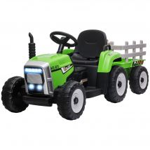 HOMCOM Tracteur électrique avec remorque amovible, pour enfants de 3 à 6 ans avec télécommande MP3 musique affichage lumières