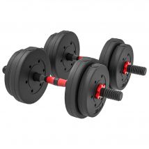 HOMCOM Ensemble d'haltères Courtes Total 15 Kg 2 en 1 poids réglable Barres incluses - entraînement Musculaire & haltérophilie