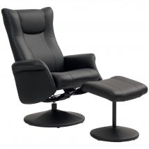 HOMCOM Fauteuil de bureau avec repose-pieds, aspect cuir, pivotant, dossier réglable, jusqu'à 150 kg, noir