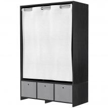 HOMCOM Armoire penderie armoire de rangement avec tringle rideaux 3 niches et 3 tiroirs en tissu amovibles 105 x 48 x 160 cm