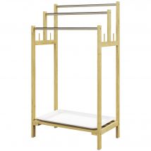 HOMCOM Porte-serviettes en bambou 3 barres avec étagère de rangement, 4 crochets et plateau amovible, 50,5lx31Px90H cm naturel