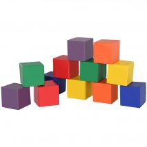 HOMCOM 12 Blocs Cubes de Construction en Mousse, modules de motricité, Jouets éducatifs, Mousse EPE Revêtement synthétique Multicolore