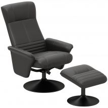 HOMCOM Relaxsessel mit Hocker Drehbarer Fernsehsessel mit Liegefunktion, TV-Sessel bis 150 kg belastbar, Liegesessel für Wohnzimmer, Schlafzimmer, Mikrofasertuch, Schwarz   Aosom