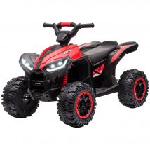 HOMCOM Quad électrique enfant de 3 à 5 ans 12 V 2 moteurs 2 vitesses 3-6 km/h phares LED klaxon MP3 et USB rouge