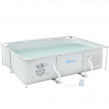 Outsunny HOMCOM Piscine tubulairepiscine hors-solrectangulaire avec pompe de filtre piscine pour enfants et familles pour jardin et terrasse