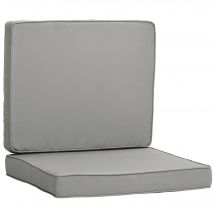 Outsunny Lot de 2 coussins de chaise coussins d'assise déhoussables coussins matelassé rembourré mousse polyester gris clair
