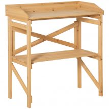 Outsunny Table de rempotage jardinage rangement étagère bois sapin 80 x 40 x 84 cm marron clair