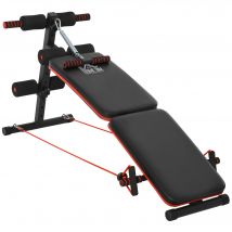 HOMCOM Banc de Musculation Pliable Multifonction Sit-up Fitness 47 x 142 x 50-66 cm Noir et Rouge