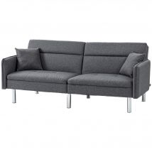 HOMCOM Canapé-lit convertible 3 places dossier inclinable 3 positions avec 2 coussins grand confort 189 x 91 x 84 cm gris