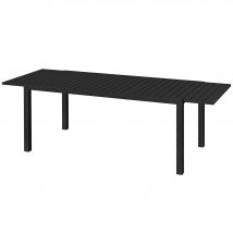 Outsunny Table de jardin extensible en aluminium rectangulaire 6 - 8 personnes, dim. 180/240L x 94l x 73H cm, noir