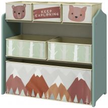 ZONEKIZ Meuble de rangement enfant avec 6 boîtes amovibles en tissu non tissé Organisateur de jouets, étagère 63L x 30l x 66H cm