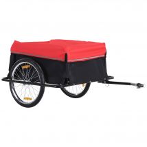 HOMCOM Lastenanhänger Transportanhänger 2-Rad Lasten-Fahrradanhänger Schwarz Rot, robust & vielseitig für Fahrradtouren   Aosom.de