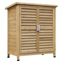 Outsunny Armoire de Jardin sur Pied dim. 87L x 46l x 96H cm étagère Portes persiennes Toit bitumé Bois Sapin Autoclave Vert