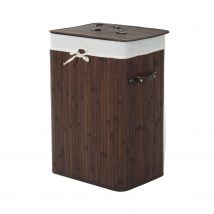 HOMCOM Wäschekorb mit Deckel 72L faltbarer Wäschesammler waschbarer Wäschesack aus Bambus mit Griffen Dunkelbraun 40x30x60cm   Aosom.de