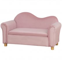 HOMCOM Kindersofa Stauraum Rosa Vlies Zweisitzer 3-5 Jahre 84x41,5x48,5cm   Aosom