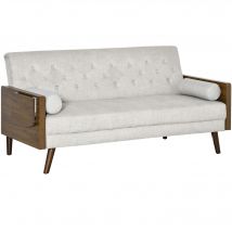 HOMCOM Canapé convertible 3 places canapé lit design scandinave tissu aspect lin beige