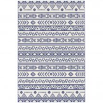 Outsunny Outdoor Teppich robuster Wetterfest Outdoorteppich, Carpet mit Boho-Style, Outdoor-Teppich für Wohnzimmer Balkon Garten Terrasse Bad Flur Küche, 182 x 274 cm Blau+Weiß   Aosom