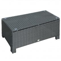 Outsunny Garten Beistelltisch Couchtisch aus wetterfestem Polyrattan Schwarz 85x50x39cm für Balkon Terrasse   Aosom.de