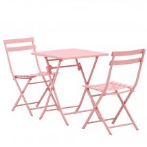 Outsunny Salon de Jardin Bistrot 2 Chaises Pliantes Table Carrée Acier Thermolaqué Rouge   Aosom France