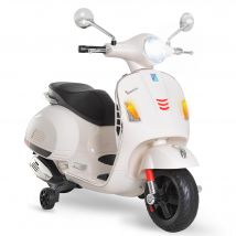 Homcom Vespa Moto Scooter Électrique Enfants 6 V Musique MP3 Port USB Klaxon Phare Feu Arrière Vitesse Max. 3 Km/H Blanc aosom france