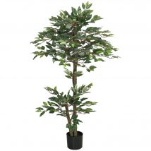 Outsunny Arbre Artificiel Plante Artificiel ficus Hauteur 1,5 m Tronc Branches Liane Lichen Feuilles Grand réalisme Pot Inclus