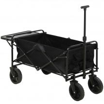 Outsunny Chariot de Jardin Pliable 4 Roues bâche Amovible poignée télescopique Inclinaison réglable Plateau Pliable noir   Aosom France