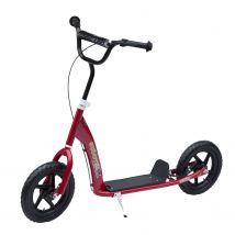 HOMCOM Trottinette patinette freestyle grandes roues pneumatiques Ø 41 cm avec pegs frein avant et arrière rouge