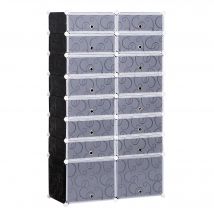 HOMCOM Armoire Modulable Rangement Chaussures 14+2 Cubes Noir et Blanc   Aosom France