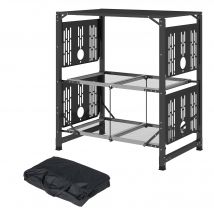 Outsunny Table Pliante Camping Aluminium 2 Tablettes Porte-Gobelets avec Sac de Transport   Aosom France