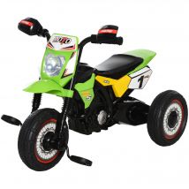 HOMCOM Tricycle Enfants Moto Cross Effets musicaux et Lumineux Coffre Rangement Vert
