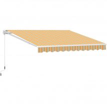 Outsunny Gelenkarmmarkise mit Handkurbel, Sonnenschutz für Balkon & Terrasse, Aluminium, Gelb Beige, wetterfest & stabil   Aosom.de