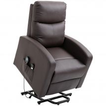 HOMCOM Relaxsessel mit Aufstehhilfe und elektrischer Massagefunktion, Liegefunktion, Kunstleder, braun, komfortabler Sessel mit Fernbedienung   Aosom.de