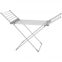HOMCOM Séchoir à linge étendoir à linge 2 ailes latérales extensibles cadre en alliage d'aluminium 144 x 53 x 96 cm