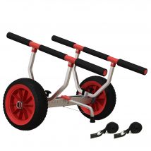 SPORTNOW Chariot de transport pour kayak stand-up paddle canoë avec largeur réglable grandes roues cadre en aluminium noir rouge
