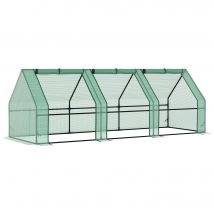 Outsunny Gewächshaus Treibhaus Tomatenhaus Frühbeet 270x90x90cm grün für Garten Balkon & Pflanzen   Aosom.de