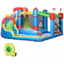 Outsunny Château gonflable aire de jeux avec toboggan trampoline piscines + 3-8 ans 390 x 300 x 197 cm multicolore   Aosom France