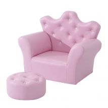 HOMCOM Mädchensessel Softsofa mit Kristallknöpfen Hocker Rosa gemütlich für Kinder ab 3 Jahren 58x40,5x49cm   Aosom.de