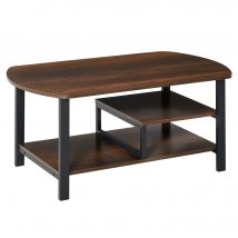 HOMCOM Couchtisch moderner Wohnzimmertisch mit Ablageflächen 100x60x46cm aus Spanplatte und Stahl in Braun für stilvolle Wohnzimmergestaltung   Aosom.de