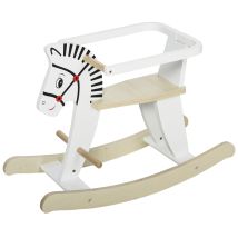 HOMCOM Kinder Schaukelpferd Holz Schaukeltier für 1-3 Jahre mit Haltegriffen, 68 x 26,5 x 48 cm, weißes Design für sicheres Spielen   Aosom.de