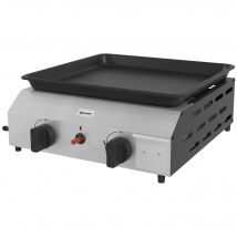 Outsunny Plancha gaz en acier inox émaillé 2 brûleurs 4,8 kW antiadhésive grande surface de cuisson 40L x 34l cm, transportable