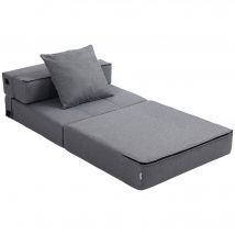 HOMCOM Chauffeuse canapé-lit convertible fauteuil 1 place avec 1 coussin déhoussable, tissu gris